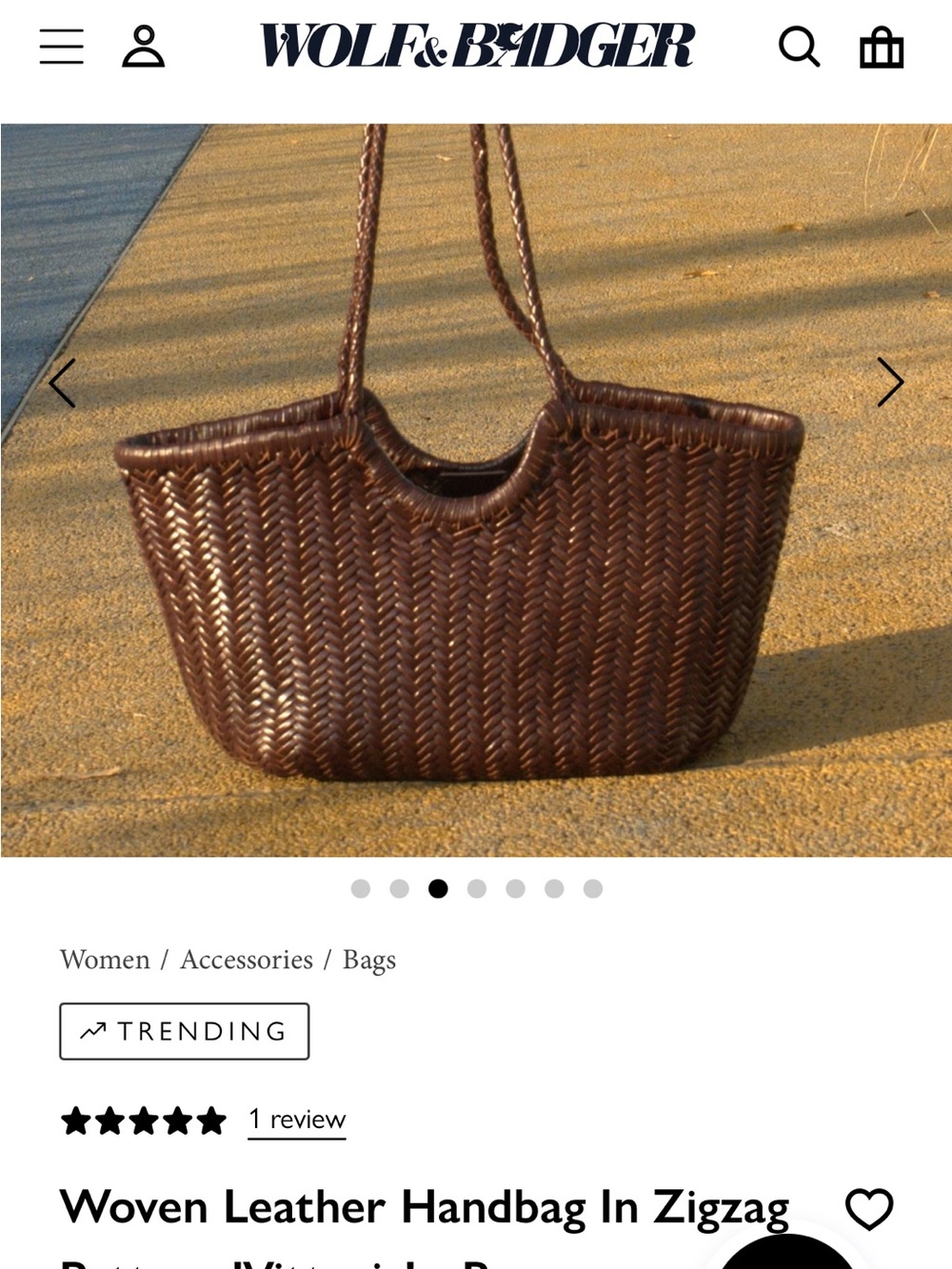 Woven Zigzag Leather Shoulder Bag in Brown Like Dragon